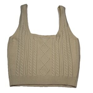 Windsor Cream Cable Knit Sweater Tank XS/SSoft Girl Cozy Preppy Coastal Crop Top